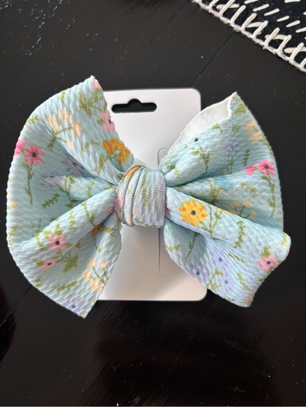 Kids Floral Bow Hair Clip - Light Blue